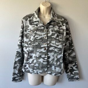 Sweet Lily Camo Denim Jacket Size L